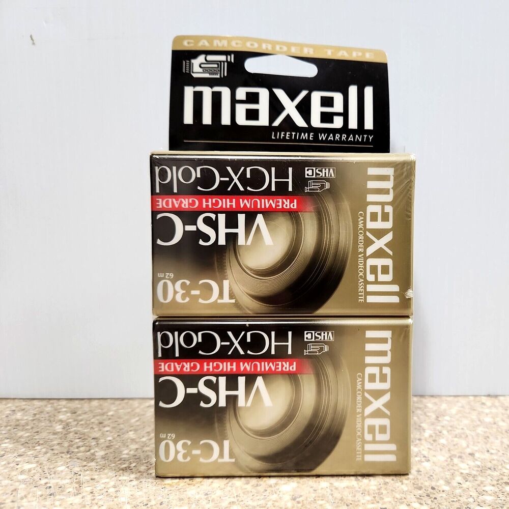 Lot Of 2 Maxwell VHS-C TC-30 HGX-Gold Premium High Grade Video Tapes New Sealed